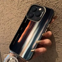 Coque de téléphone portable en TPU et PC avec impression d'ombre de couleur illusoire et argent électroplaqué pour iPhone Xs 11 12 13 14 15 16 17 18 Pro Max