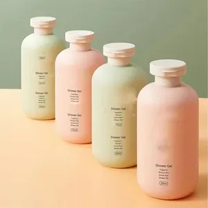 Eco-friendly green 200ml 300ml Big Flip lid Soft Touch HDPE Cosmetic Packaging Body Lotion plastic Shampoo Bottles