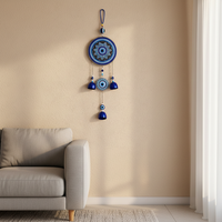Carillon éolien créatif 3D fait main avec pendentif œil porte-bonheur et cloche métallique, décoration murale pour la maison