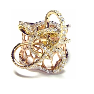 Hong Kong Excellente conception astucieuse de ruban Beauté 18k Bijoux en diamant or rose solide Hyperbole Bague de fantaisie pour Madame - Product Image 1