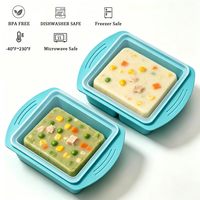 Contenants de congélation réutilisables en silicone avec couvercle hermétique, 2 compartiments, 350 ml et 500 ml, pour soupes, sauces et aliments pour bébés