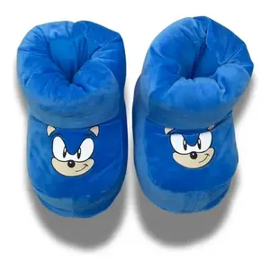 Warm Plush Sonic <b>Booties</b> Slippers with Ten Sole for Genderless Adults Cold Weather Use - Product Image 2