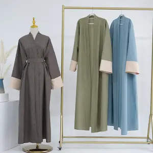 Kualitas Terbaik pakaian Islami gaun Muslim wanita Abaya Malaysia gaya Kaftan lengan panjang