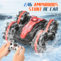 KS 2.4G RC kendaraan aksi amfibi, mobil balap kendali jarak jauh 4WD mengemudi dua sisi 360 Flip