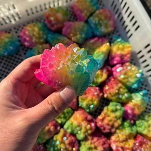 Amas de cristal de quartz Aura d'ange, forme libre, pierre naturelle, revêtement en titane arc-en-ciel pour la guérison et la méditation, vente en gros - Product Image 1