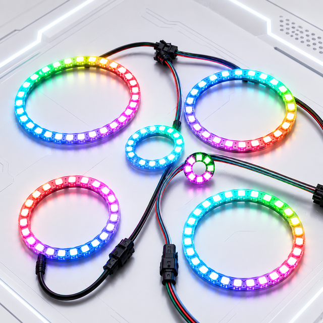 5V WS2812 RGB Led Ring Light Smart RGB LED Angel Eye Ring Light WS2812B 5V Full Color Addressable Circle Lamp for Car Decor