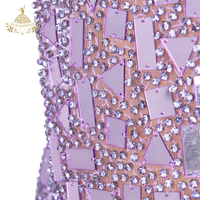 Haute qualité Violet fait à la main perles à coudre cristal robe de mariée Appliques strass patchs en Chenille tissu résine plastique