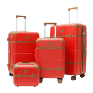 <span class=keywords><strong>Retro</strong></span> Reisekoffer Set Anti-Kratzer ABS Gepäckset mit Beauty Case Braun PU Leder Deko Streifen Kunststoff Eck schutz - Product Image 5