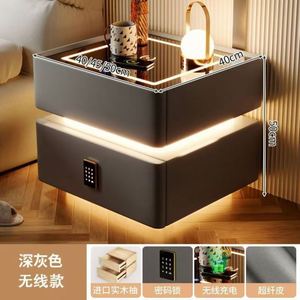Table de chevet moderne intelligente Maxfree avec chargeur sans fil BT et lumière LED, table de nuit multifonctionnelle en bois de luxe - Product Image 2