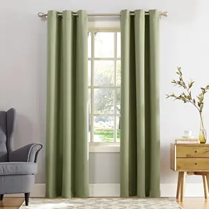 Bindi Sage màu xanh lá cây Grommet màn rèm cửa cách nhiệt phòng ngủ tối rèm cửa cho phòng khách