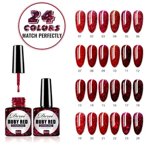 Deroi Glitter Ruby Red Gel Nail polish set Create your own brand Hema Free Crimson Scarlet UV Gel Polish