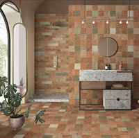 Carreaux en terre cuite vintage, rouge terre cuite vieilli, briques artisanales parfaites pour les murs décoratifs de cafés, hôtels, gîtes et carreaux de salle de bain