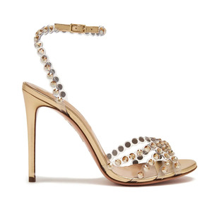 Scarpe da <span class=keywords><strong>Sposa</strong></span> Donna con Tacco Alto Sottile in PU Metallizzato e Grandi Strass Trasparenti in PVC, Stile Estivo 2026 - Product Image 1