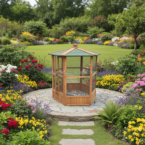 SDB004 Maison pour animaux de compagnie en bois de luxe, volière pour oiseaux avec motif imprimé, <span class=keywords><strong>cage</strong></span> extérieure pour grands oiseaux - Product Image 5