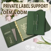 Cuaderno Personalizado de Tapa Dura con Logotipo, Cuaderno de Hojas Sueltas B6 de Cuero PU, Organizador Personalizado con Portaplumas