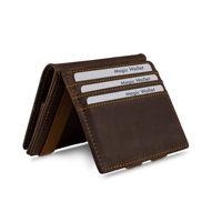 Dompet Kulit Asli Coklat Mewah untuk Pria, Tipis dan Lipat Dua dengan Kantong Koin Berkapasitas Besar, Dilengkapi RFID Blocking untuk Kartu Kredit