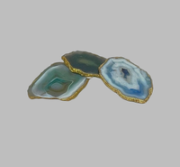 Sous-verre en résine fait main, inspiré de la pierre d'agate naturelle, tons bleu-vert apaisants, design Art Déco, imperméable, élégant, prix de gros