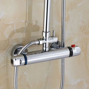 Valvola Miscelatrice Termostatica <span class=keywords><strong>in</strong></span> Ottone e Rubinetto Doccia <span class=keywords><strong>con</strong></span> Finitura Cromata, Doppia Maniglia, Getto Morbido/a Pioggia per Scaldabagni Elettrici/Solari - Product Image 3