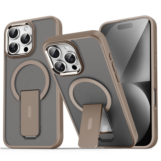 GSCASE for iPhone 16 Pro Magnetic Case With Ring Holder Stand Support Wireless Charging Cell Phone Cover Case Mobile Phone Grips