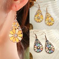Anting-anting menjuntai jenis bunga matahari tetes air Bohemia anting-anting perhiasan Vintage Aloi banyak warna grosir