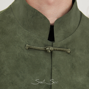 Veste Safari style chinois RTS/OEM veste homme boutons <span class=keywords><strong>grenouille</strong></span> nouveau design blazer décontracté pour homme - Product Image 5