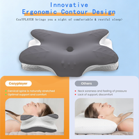 Oreiller ergonomique JYM en mousse à mémoire de forme de qualité supérieure pour le soutien du cou, forme de feuille, orthopédique, pour un sommeil réparateur et le soulagement des douleurs cervicales