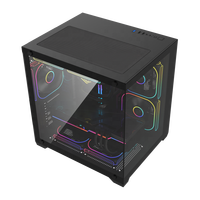 Boîtier PC Ruix ZY M240 Mid Tower en alliage d'aluminium avec fenêtre latérale, ventilateurs ARGB 240 mm, compatible Micro ATX/ITX, pour jeux et bureau