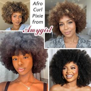 <b>Afro</b> Kinky Curly for Lace Front <b>Wig</b> with High Volume <b>Afro</b> Curl Human Hair Pixie <b>Wig</b> for Black Women 13x4 Lace Frontal Fluffy <b>Wig</b> - Product Image 6