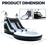 Toboggan aquatique gonflable commercial en PVC robuste avec piscine à jets d'eau pour l'extérieur, les fêtes et la location