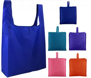 定制生态回收尼龙可折叠杂货手提袋聚酯可重复使用的折叠购物袋