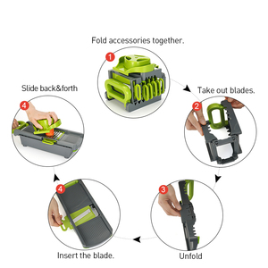 เครื่องหั่นผักพลาสติกปรับระดับได้ พร้อมตัวปรับความหนา เป็นมิตรกับสิ่งแวดล้อม เครื่องหั่นมันฝรั่งแบบแมนดาลินสำหรับผัก - Product Image 4