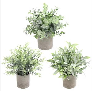 Plantas Artificiales de Eucalipto y Romero en Maceta de Plástico Ecológico - Decoración Duradera y Ligera para Interiores del Hogar - Product Image 6