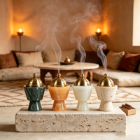 Brûleur d'encens Mubkhar en marbre de luxe, pierre naturelle Onyx Travertin, porte-bakhoor pour la décoration de la maison et des Majlis