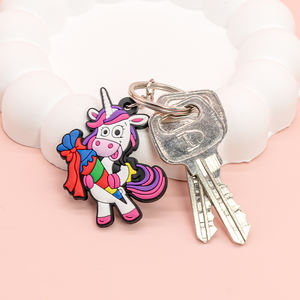 سلسلة مفاتيح من السيليكون بعلامة تجارية لينة من كلوريد البولي فينيل ، سلسلة مفاتيح من المطاط أحادي القرن بعلامة تجارية مخصصة للبيع بالجملة - Product Image 2