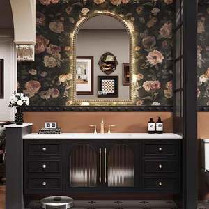 Nuevo Mueble de Baño con Lavabo Integrado de Cerámica Estilo Roble Francés, Espejo con Iluminación Inteligente - Product Image 1