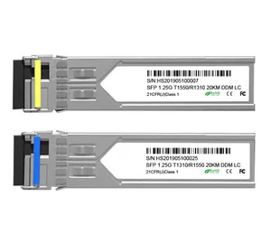 Módulo SMF SFP de transceptor óptico 1.25G bidi 20km 1310nm 1490nm LC SC DDM compatível com todas as marcas principais