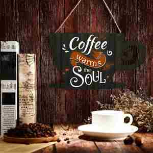<b>Rustic</b> Farmhouse <b>Wooden</b> Wall Hanging Sign Eco-Friendly Cup Plaque for Coffee Shop Store Window & Restaurant Decoration - Product Image 2