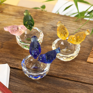 Figurine d'oiseau en cristal, verre, faite à la main, thème animal, décoration de la maison, petit ornement, cadeau - Product Image 4