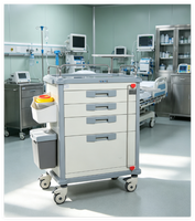 Chariot médical MT, aluminium et acier inoxydable, plateau en ABS, verrouillage central, roulettes de 100 mm pour salle d'hôpital
