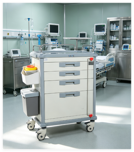 MT MEDICAL Behandlungswagen, Aluminium & Edelstahl, ABS-Arbeitsplatte, Zentralverriegelung, 100mm Rollen für Krankenhäuser - Product Image 1