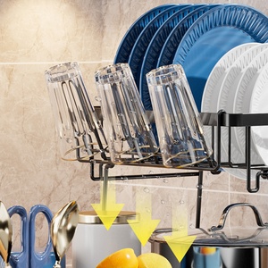 سعة كبيرة حامل أطباق متين مقاوم للصدأ ، مع علبة أدوات مائدة قابلة للإزالة - Product Image 6