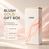 Boîte cosmétique de luxe en papier d'art biodégradable et recyclable avec logo personnalisé, imprimé marbré rose, emballage pliable à rabat supérieur, bord doré pour