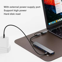 Hub de 7 Puertos USB-C 7 en 1 de Aluminio, Extensor Divisor USB Multipuerto con Varios Puertos USB, Estación de Acoplamiento Portátil