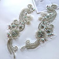 Aplikasi Bordir Kristal Kaca 3D Bunga Ramah Lingkungan Buatan Tangan untuk Gaun, Hiasan Pakaian dengan Rhinestone Hot-Fix