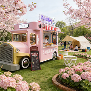 Camion de restauration mobile électrique rose Sweetbox, pouvant être conduite, pour événements en plein air et parcs - Product Image 1