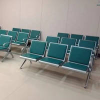 Chaises de salle d'attente d'hôpital 3 places, sièges en tandem pour aéroport, en cuir PU, pieds en acier inoxydable, usine certifiée ISO