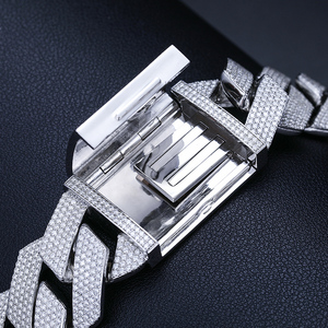 Colar Masculino Xs Big Guy Heavy Chain 27mm em Prata Esterlina 925 com 5 Fileiras de <span class=keywords><strong>Moissanite</strong></span> VVS Cravejado Estilo Cuban Link - Product Image 3