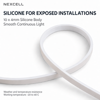 NEXCELL 24V COB LED Strip 480 Chip/m Silikon 10W/m IP65 CRI90 Dapat Diredupkan 6500K