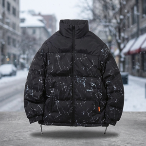 Veste d'hiver matelassée pour homme avec col montant, imperméable et respirante, en tissu toile motif cachemire, rembourrée de coton chaud pour l'hiver - Product Image 3