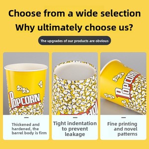 ถังกระดาษใส่ไก่ทอดและป๊อปคอร์นแบบพกพา ขนาด 46 <span class=keywords><strong>ออนซ์</strong></span> 64 <span class=keywords><strong>ออนซ์</strong></span> <span class=keywords><strong>85</strong></span> <span class=keywords><strong>ออนซ์</strong></span> สั่งพิมพ์ลายได้ตามต้องการ ลดราคาพิเศษ - Product Image 2